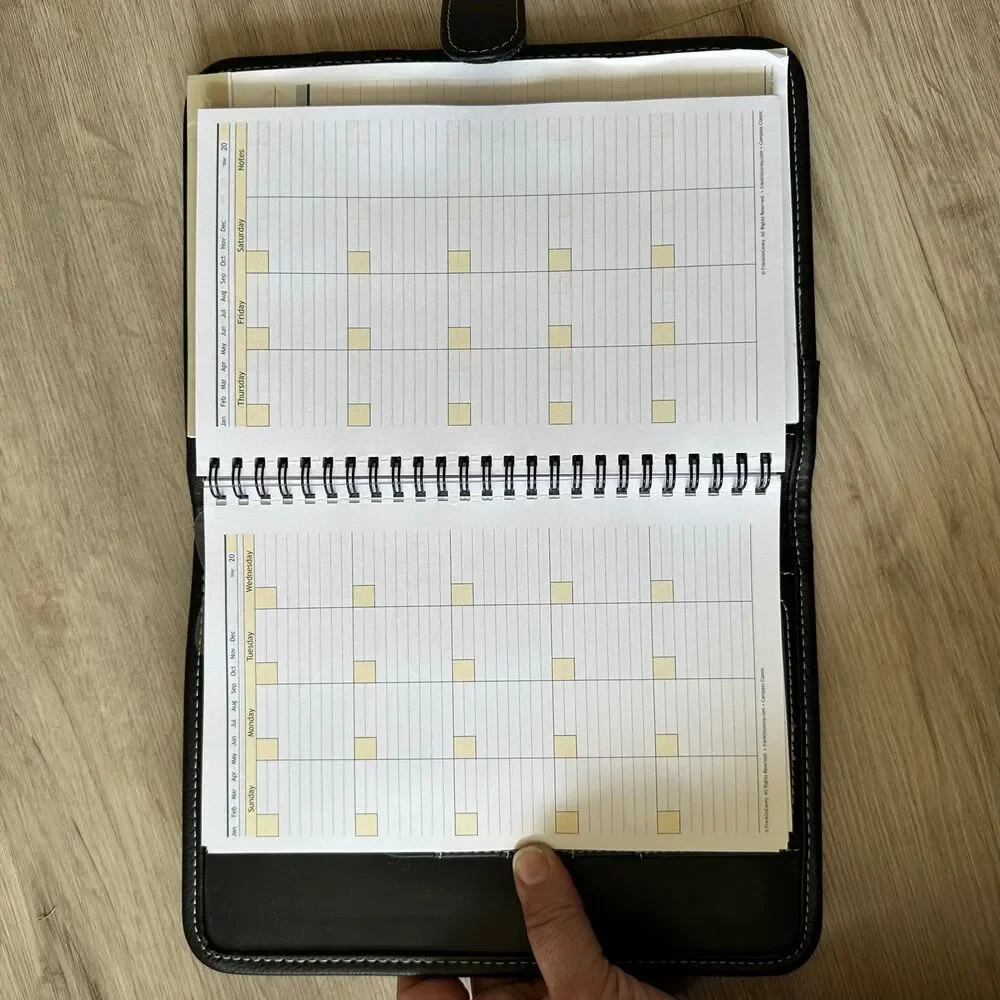 Franklin Covey Compass Planning System Black Leather Planner with undated insert